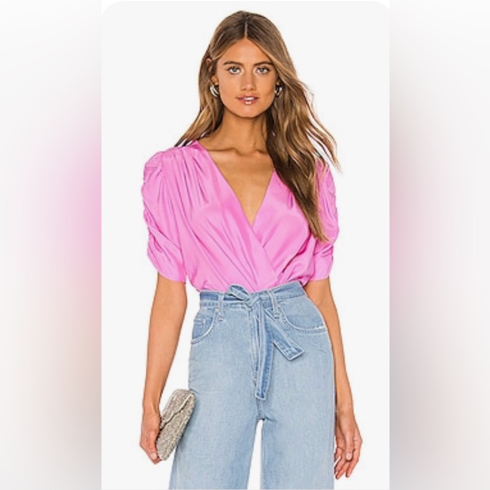 Amanda Uprichard Arabella Bodysuit in Pompei Pink worn 1x to drinks/dinner